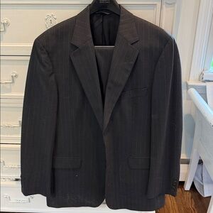 Men's Black Pinstripe Suit and pants  - Classic Formal Blazer and pants